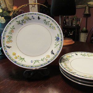 🦋🐦🦋Beautiful Vtg 90's Victorian Porcelain Floral Dessert/Salad Plates - 4-Set